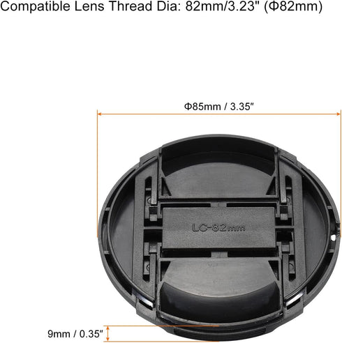 PATIKIL Camera Lens Cap, 2 Pack Center Pinch Front Lens Cover with Cap String/Microfiber Cleaning Cloth for 82mm Thread Universal DSLR Lenses for Nikon, for Fujifilm, for Pentax, for Leica