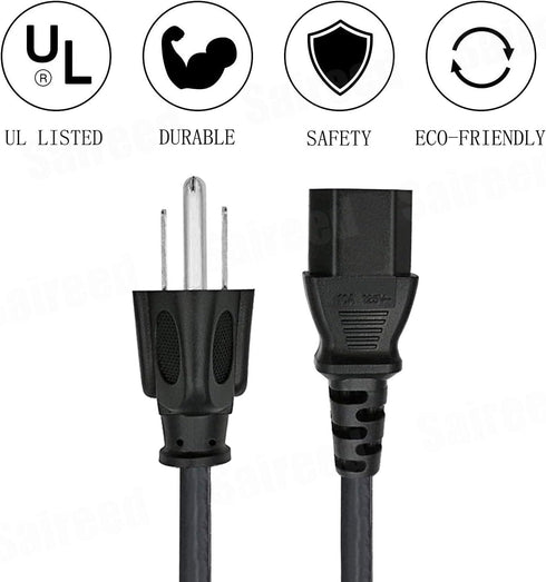 3 Prong Power Cord Replacement for Viewsonic PJ452 PJD5155, 8ft C13 AC Cable