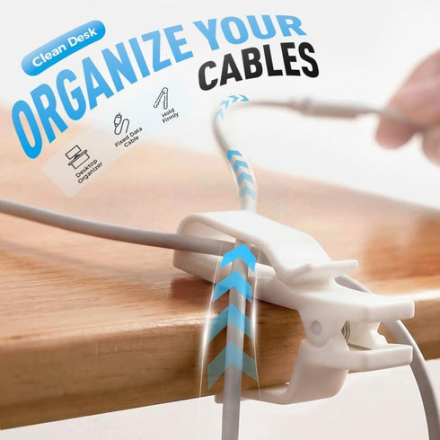 GHSGHS 2.3"x0.98"x0.5" (3,White) Adjustable Cable Holder for Nightstand - Cable Management Organizer with USB Port