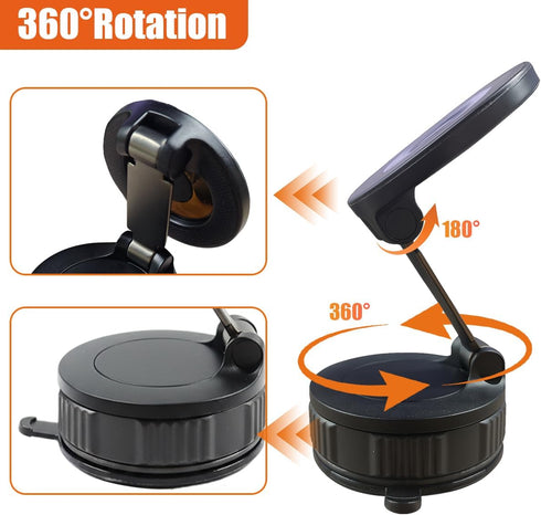 Deaelf 360 Car Magnetic Phone Holder, Foldable Auto Dashboard Phone Mount with Strong Magnet, Adjustable Car Vacuum