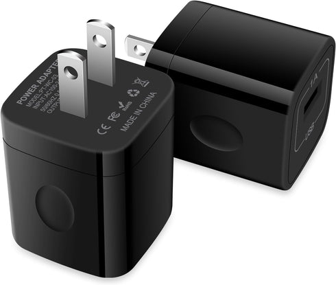 USB Charger Block, 2-Pack Wall Charger (5V, 1A) for iPhone & Samsung Galaxy Devices, Google Pixel