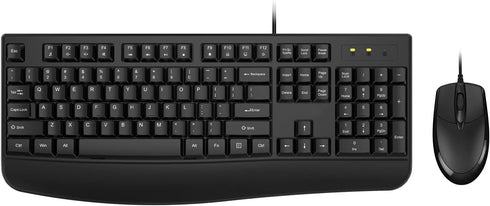 Wired Keyboard and Mouse Combo, EDJO Full-Sized Ergonomic Computer Keyboard with Palm Rest and Optical Mouse