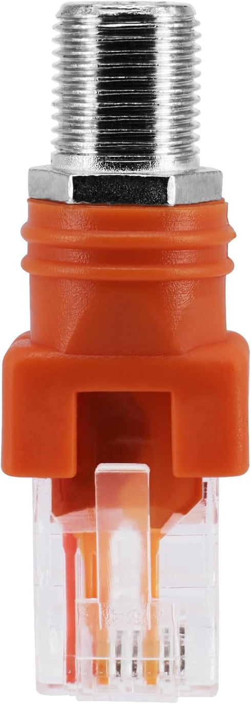 RF to RJ45 Converter Adapter, 2 Pack F Female to RJ45 Male Ethernet Adapter, Coaxial Coupler Connector - Orange