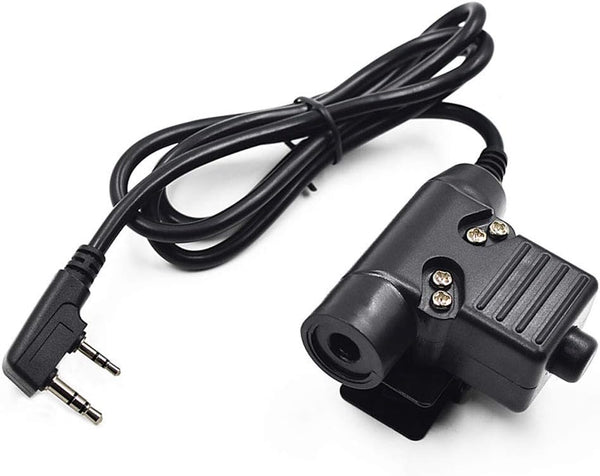 Tactical U94 PTT Cable Plug Headset Adapter Compatible with Baofeng Radios BF-F8HP, BF-F9, UV-82, UV-5R
