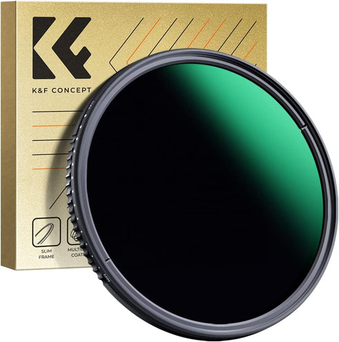 K&F Concept 62mm ND Filter (Variable ND3-ND1000, 1.5-10 Stops) - Neutral Density Lens Filter with 24 Coatings