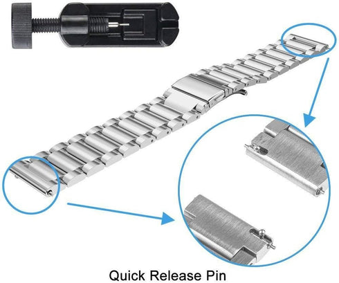 Mindrose Compatible Smart Watch Bands, 18mm Stainless Steel Metal Replacement Strap for H80 & Y70 Watches