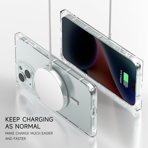 for iPhone 14 Plus Clear Case - Magnetic Square Rectangle Edge Compatible with Magsafe, Transparent TPU Silicone Rubber