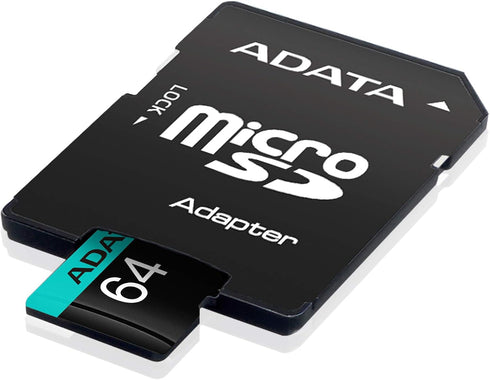 ADATA 64GB U3 V30 10 A2 AUSDX64GUI3V30SA2-RA1 Premier Pro MicroSDXC UHS-I Class MircoSD Memory Card with Adapter