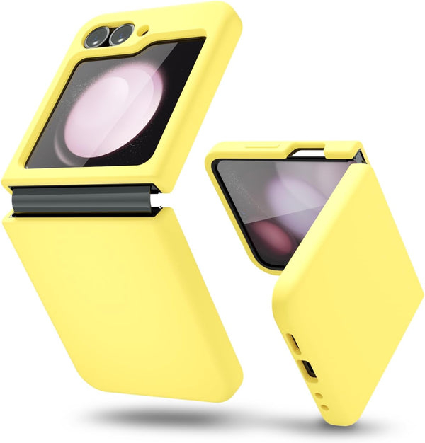 oakxco Liquid Silicone Phone Case for Samsung Galaxy Z Flip 6, Thin Slim Soft Rubber Gel Cover for Women - Yellow