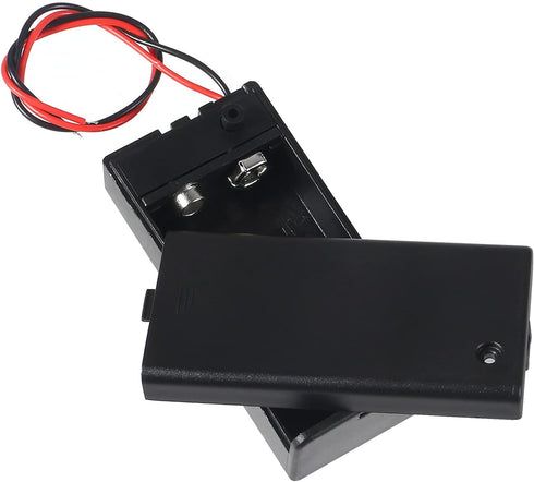 10Pcs 9V Battery Holder with Switch, 9 Volt Battery Case Connector Wire Spring Clip, DIY Plastic Cell Batteries