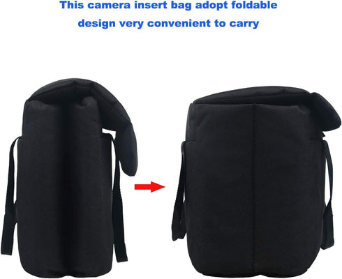 BOMKEE Camera Inserts - Padded Insert Liner for DSLR SLR Protective Bag, Waterproof Foldable Pouch for Lens Accessories