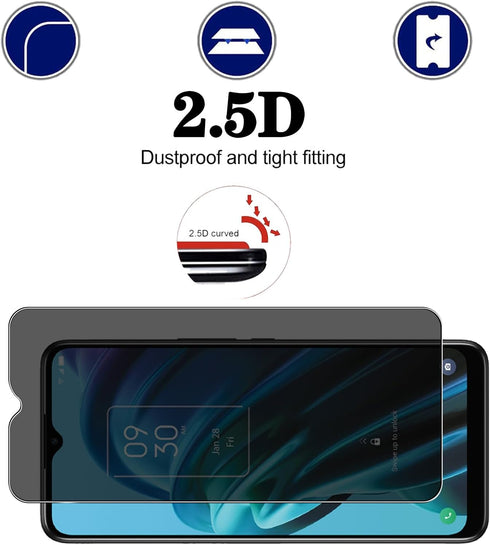 Privacy Screen Protector for TCL 30 XE 5G - 9H Hardness, Anti-Scratch, Anti-Spy, Tempered Glass (2 Pack)