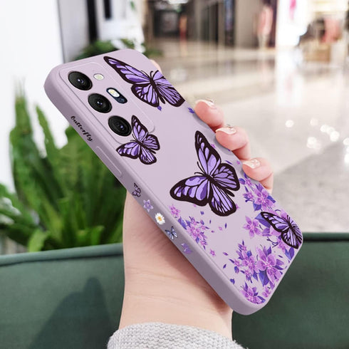 Cute Butterfly Case for Galaxy Note 20 Ultra, Soft TPU Bumper, Shockproof Protective Cover for Women Girls - Purple