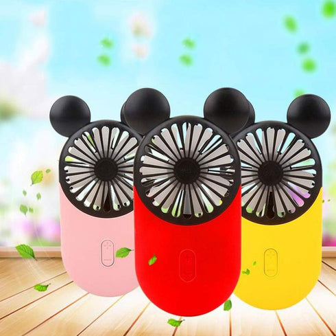 Cute Personal Mini Fan, Handheld & Portable USB Rechargeable Fan with LED Light, 3 Adjustable Speeds, Pink