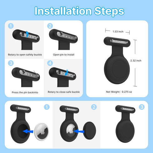 Waterproof Airtag Holder for Kids (2 Pack), Air Tag Case with Pin Hidden, Kids Airtag Clip GPS Tracker Safe Cover