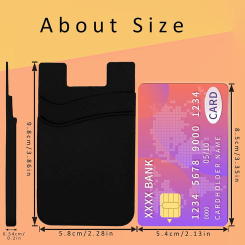 Cell Phone Wallet Card Holder Sleeves, 3 Pack Adhesive Credit ID Cards Pocket Wallets for iPhone Android Phones,