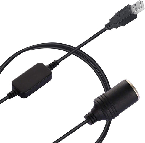 Apoi USB A Male to 12V Car Cigarette Lighter Socket - Female Step Up Cable Inverter (1.96FT/0.6M)