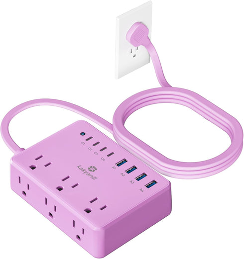 kakyanill Purple Power Strip, 6 AC Outlets 8 USB Ports(4 USB C) with