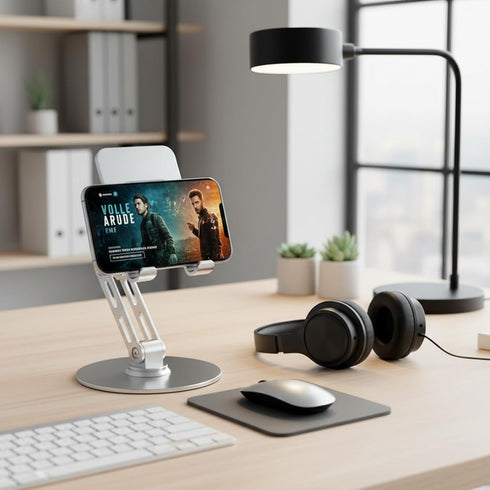 Generic 4.7-9.7 Inch Devices,360 Adjustable Phone Stand for Desk,for Rotating Aluminum Alloy,Silver Compatible