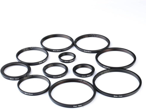 K&F Concept 11 Pieces Step Down Filter Adapter Rings Set - Metal Kit 43-37mm, 52-43mm, 55-52mm, 58-55mm, 62-58mm,