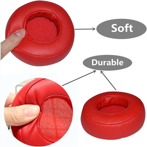 Replacement Earpads Memory Foam Ear Cushion Covers for Monster Beats by Dr.Dre PRO/Detox Headphones (Red)