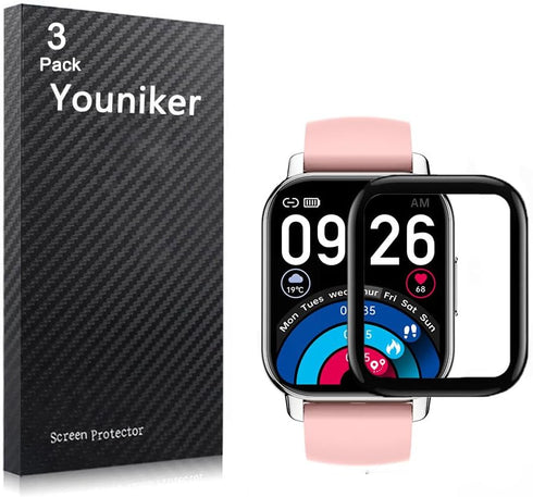 3 Pack Screen Protector Film Compatible with Popglory P66 1.85'' Smartwatch, 3D Full Coverage Anti-Scratch Foils