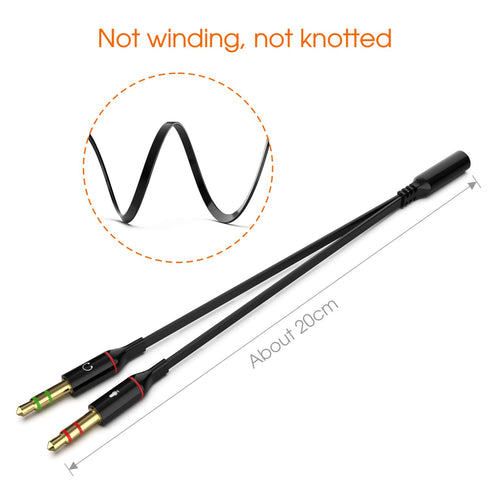 Maeline Headphone Splitter Adapter, 3.5mm Mic Cable for Computer, Headset 3.5mm Female to Dual Male