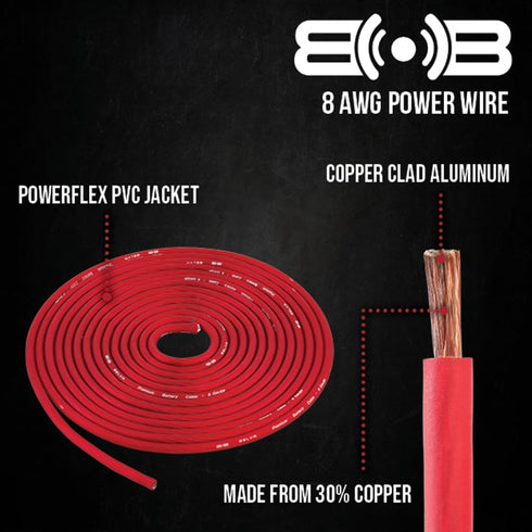 8 2-Channel BAK82 Belva True Gauge AWG Premium CCA Complete Amplifier Wiring Kit with OFC RCA Cable - RED