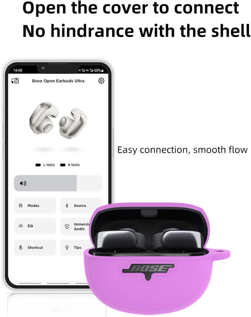 TSVSXS 3 in 1 Silicone Case Compatible with Bose Ultra Open Earbuds with Keychain, Soft Protective Cover with Cleaning