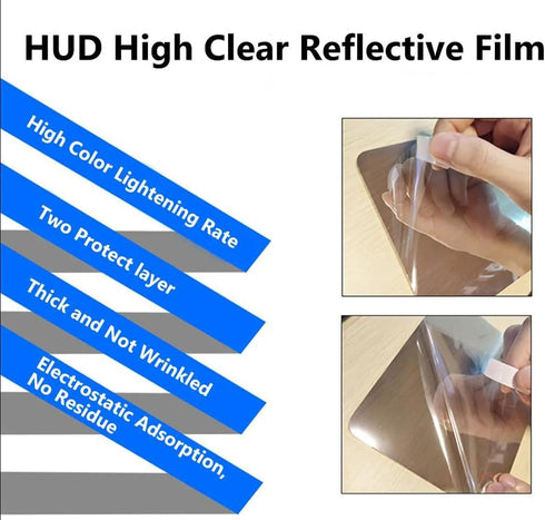 2-Pack Head Up Display for Car, HUD Reflective Windshield Film, Protective Screen (5.9X5.1 Inch)