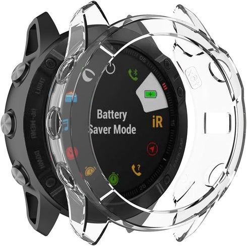 RuenTech Case Cover for Garmin Fenix 6X/6X Pro - TPU Protective Case Frame for Fenix 6X Smart Watch in Black &