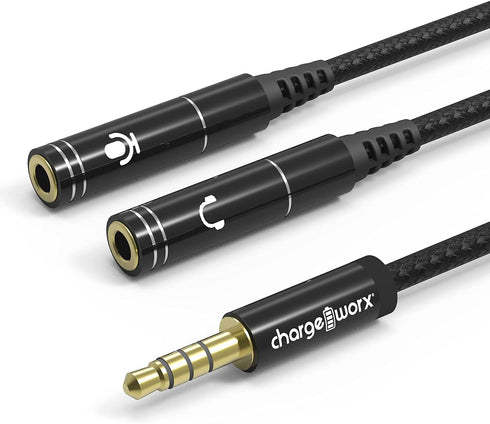 3.5mm Mic and Headphone Jack Splitter, Audio Y Splitter Adapter Extension Cable for Gaming PC, PS5, PS4, Xbox Series X, One S, Tablet, Mobile, Gaming Headset, Laptop