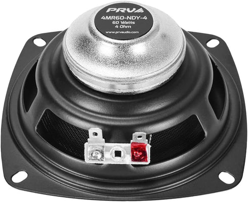PRV AUDIO 4" Full-Range Neodymium Speaker, 4MR60-NDY-4 PRO Audio Midrange, 60 Watts, 4 Ohm, Compact Driver
