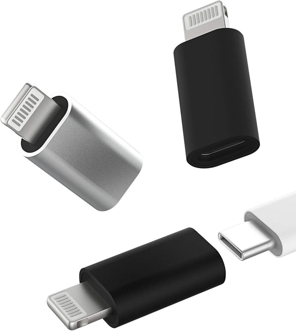3Pack USB-C to Lightning Adapter for iPhone 12, 11, Mini, Pro, Max, XS, XR, X, SE2, 7, 8 Plus, iPad Air, AirPods.
