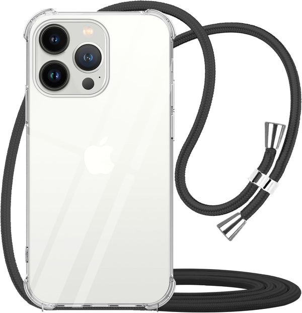 YESPURE for iPhone 13 Pro Max Clear Case with Adjustable Shoulder Neck Lanyard, Soft Slim Bumper Protective Cover