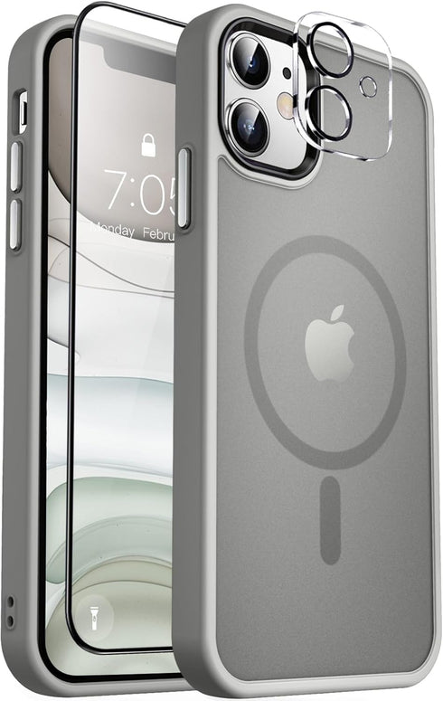 MOCCA Strong Magnetic Case for iPhone 11, Compatible with MagSafe, Slim Thin Shockproof Cover, Titanium Gray