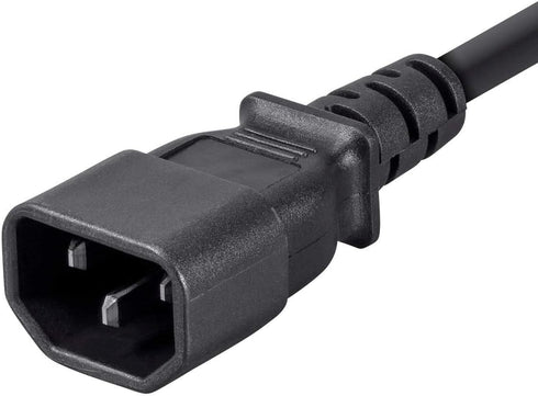 Monoprice 3-Prong Extension Cord - 10 Feet - Black | IEC 60320 C14 to C13, 18AWG, 10A, 125V