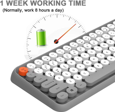 FELICON Wireless Bluetooth Keyboard, Portable Mini 84-Key Typewriter Keyboard for Android, iPad, Windows, Dark