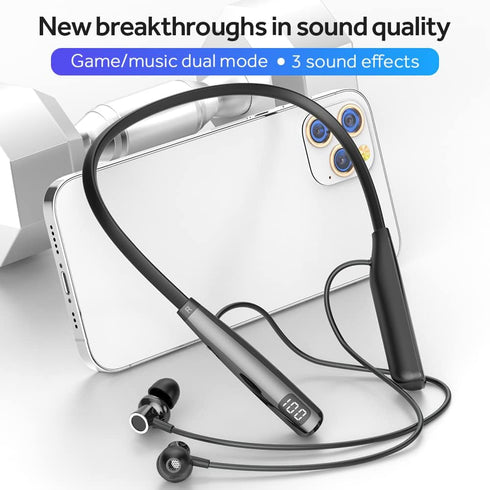 Wireless Waterproof Sports Earphones with 50 Hours of Playback time, Bluetooth Earphones with Microphone, in Ear Noise Reduction, Used for Gym Running and Exercise (Y10)