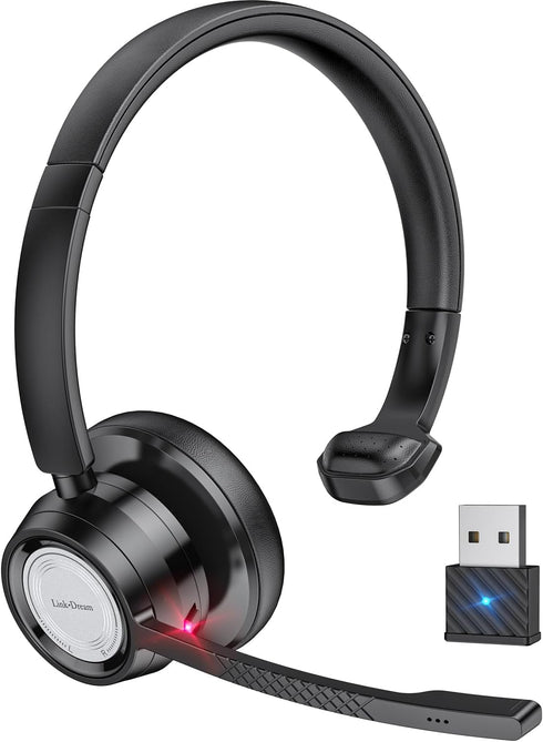 Link Dream Trucker Bluetooth Headset, 20H Talktime Wireless Headset with 270° Rotatable Noise Cancelling Microphone USB