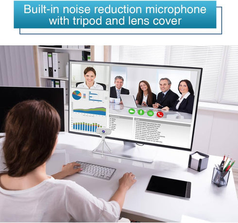 HZQDLN 1080P 110 Webcam for PC, HD Webcam with Microphone, Wide Angle USB Plug & Play - Noise Canceling for Video
