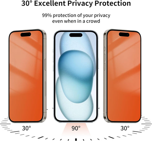 2 Pack iPhone 15/14 Pro Privacy Screen Protector - Anti-Spy, Anti-Blue Light, Eye Protection, Anti-Fingerprint, 6.1"