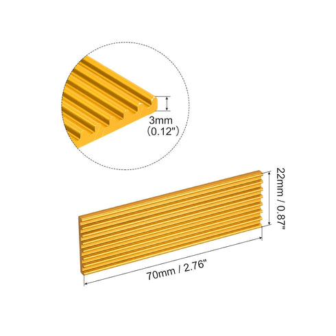 MECCANIXITY 2 Pack M.2 2280 Nvme SSD Heatsink Cooler with Thermal Pad Alloy Aluminum Heat Sink Cooling Sink for Laptop, 70x22x3mm, Gold