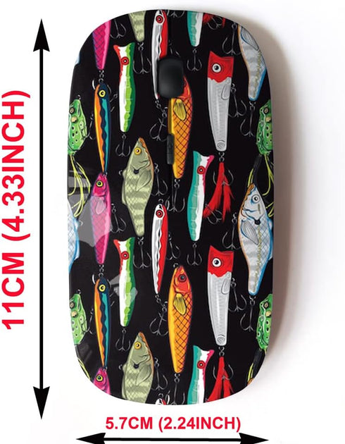 2.4G Wireless Mouse with Cute Pattern Design for All Laptops and Desktops with Nano Receiver - pop Colorful Fishing Lures