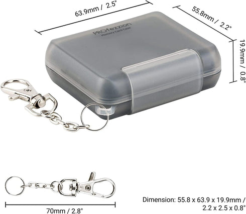 PROfezzion Water-Resistant SD Card Holder Case, Grey Portable 12 Slots for 8 Micro SD & 4 SD/SDXC Cards
