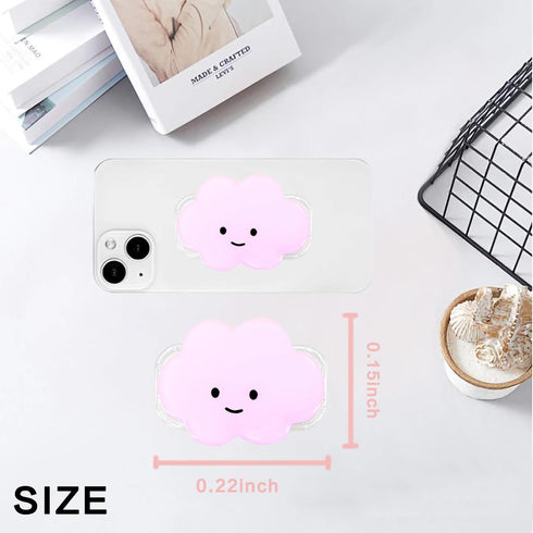 Yuibthr 2D Phone Grip Cute Cloud Shape Collapsible Expandable, Smartphone Tablet Cell Phone Grip Stand Holder (Pink)