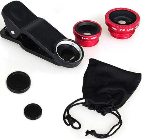 KINGMAS 3 in 1 Universal Fish Eye & Macro Clip Camera Lens Kit for iPad, iPhone 7 6 5, Samsung, BlackBerry, HTC and