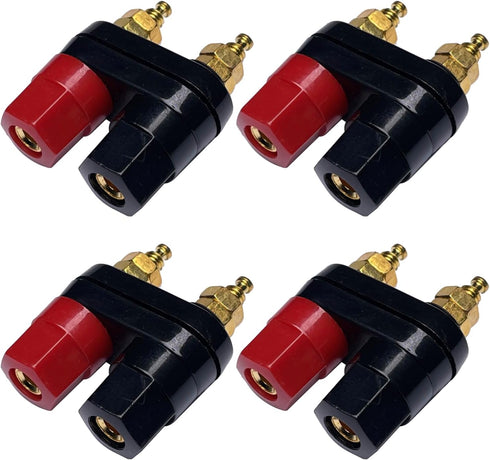 CESS Dual Binding Post 4mm Banana Socket, 2 Way Gold-Plated Speaker Binding Posts, 4 Pack