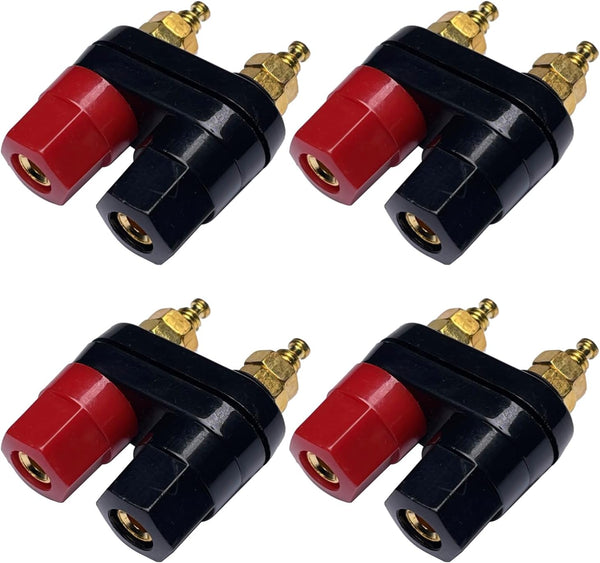 CESS Dual Binding Post 4mm Banana Socket, 2 Way Gold-Plated Speaker Binding Posts, 4 Pack
