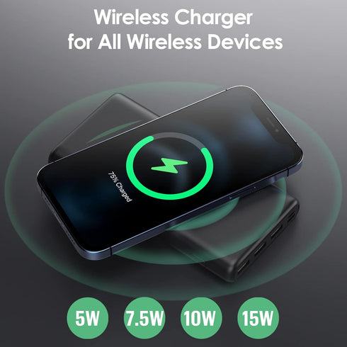 HETP 33800mAh 15W 25W 4.0 5 Pack 16/15/14/13/12 Wireless Portable Charger Power Bank, Fast Wireless Charging PD QC